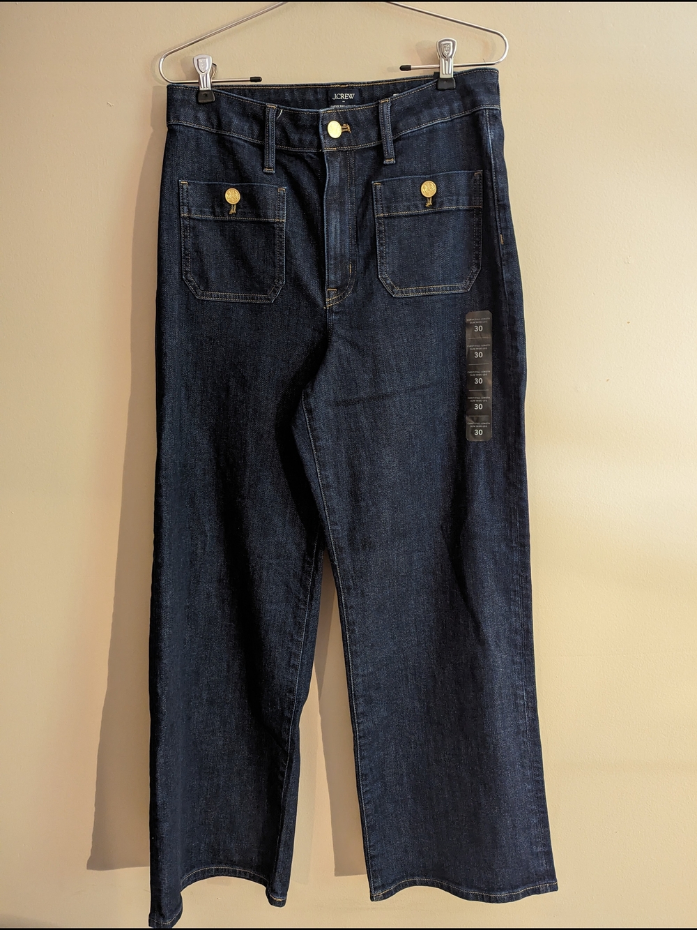 NWT-J.Crew Premium Edition Women's Curvy High Rise Slim Wide-Leg Jeans, Size 30